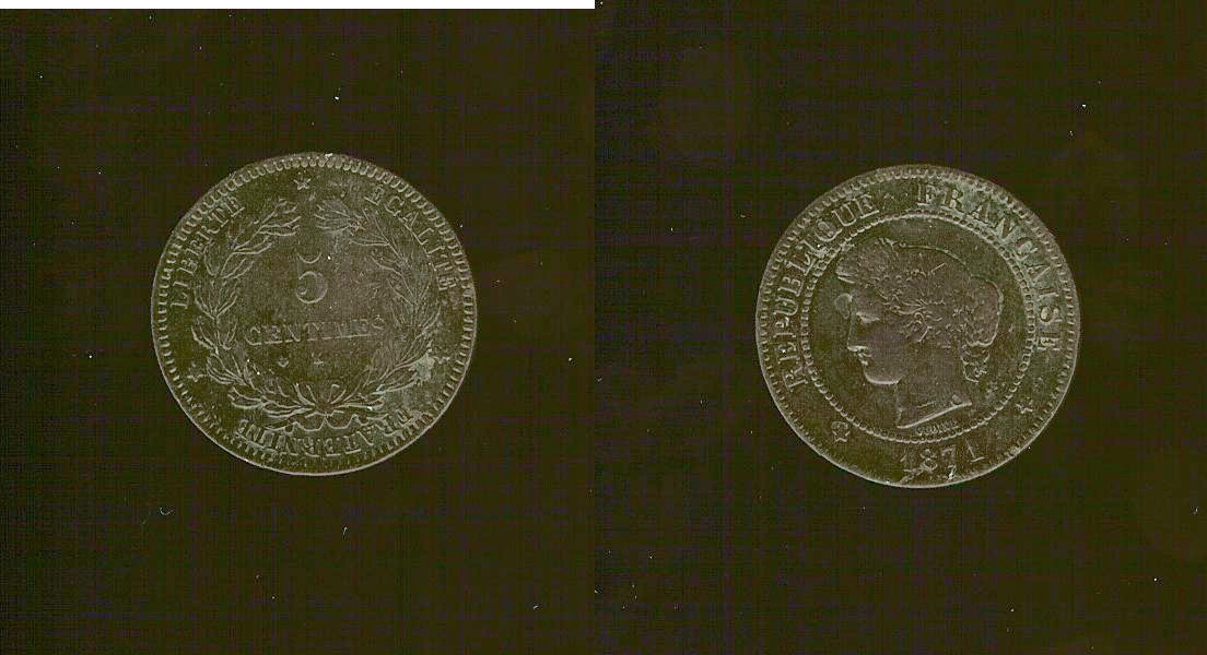 5 centimes Cérès 1871 Bordeaux TB+ à TTB-